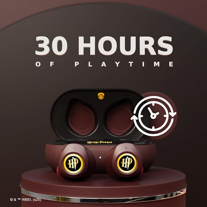 iJoy Harry Potter Hogwarts Crest Wireless Bluetooth Earbuds with Charging Case, Built-in Mic, 30 Hr Playtime, Officially Licensed | Harry Potter Gifts for Women, Men, Teens, Kids and All Fans