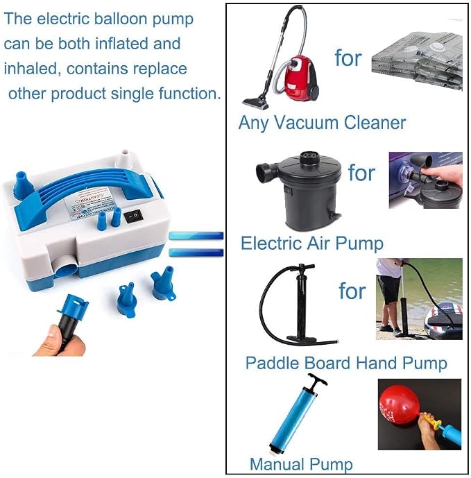 Balloon Pump Electric,Electric Air Pump for Balloons,Portable Dual Nozzle Electric Balloon Inflator/Blower with Multipurpose Hose Extension,for Party Decoration,Inflatable Pool Bed