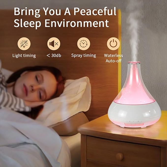 Ebooine Smart Aromatherapy Diffuser & Humidifier – 350ML, App Controlled, Ultrasonic, Quiet, Multi-Color LED