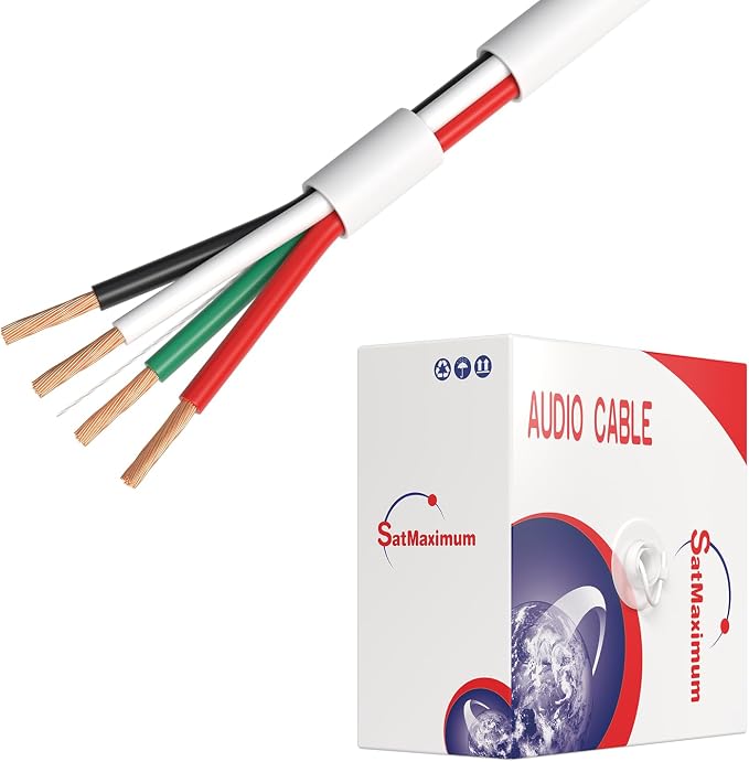 Cables Direct Online 250FT 16/4 Speaker Wire CL2 Rated Indoor Low Voltage Copper Clad Aluminum (CCA) 16 Gauge 4 Conductors Cable with Easy Pull Box – Perfect for in-Wall Installation