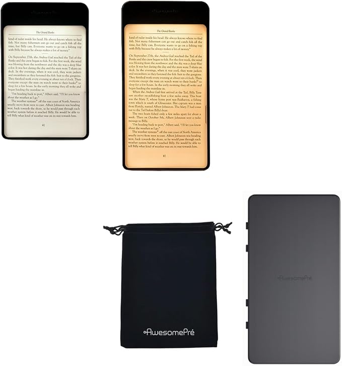 Plus Book Light, LED Reading Light, USB Rechargeable, Warm & Cool Tone, Portable Cordless Lamp for Bedtime Reading (Set D)