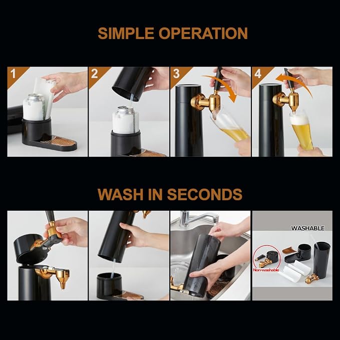 Draft Beer Dispenser System,Hombrew Beer Kegerator,Draft Pour and Ultra Fine Foam Covering Top, Portable Home Dispenser System,Mini Kegerator Suitable for Can and Bottles,Birthday Gift for Men,Husband