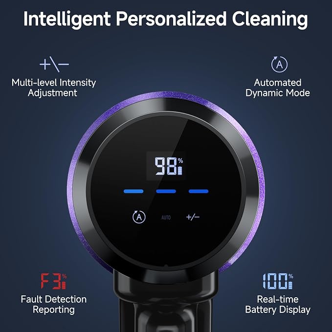 Cordless Vacuum Cleaner, 550W/50Kpa/70Mins Vacuum Cleaners for Home with Smart Auto Mode/LED Touch Display, Self-Standing Cordless Stick Vacuum Rechargeable, Vacuum Cleaner for Pet Hair/Carpet/Floors