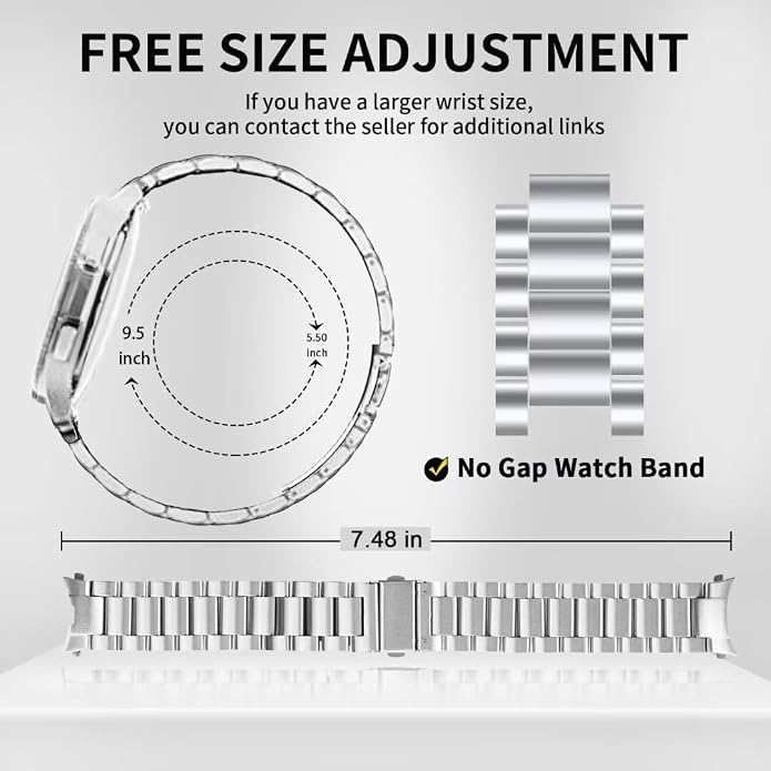 GOLDTOLUCK No Gap Stainless Steel Band Compatible with Samsung Galaxy Watch 8 7 6 5 4 Classic FE Pro Ultra 40mm 44mm 46mm 43mm 47mm 45mm 42mm Replacement Men Women Milanese Metal Elegant Casual