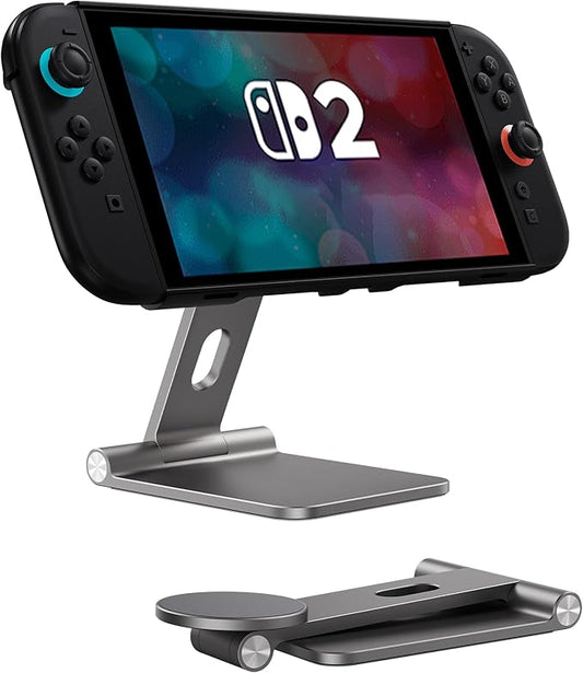 Antank Foldable Magnetic Stand Compatible with Switch 2 & Mag-Safe, Portable Phone Stand Holder for Desk, Aluminum Alloy Adjustable Phone Stand Mount for Switch 2, for iPhone 17/16/15/14/13/12