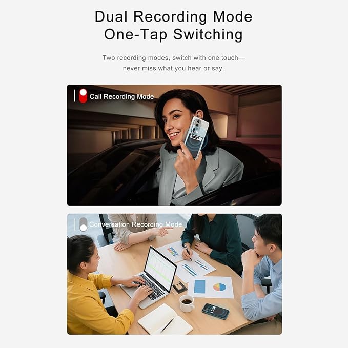 AI Voice Recorder, App Control, Transcribe & Summarize with AI Technology, 64GB Memory, One-Touch Recording, Audio Recorder for Lectures, Meetings, Calls with Protective case
