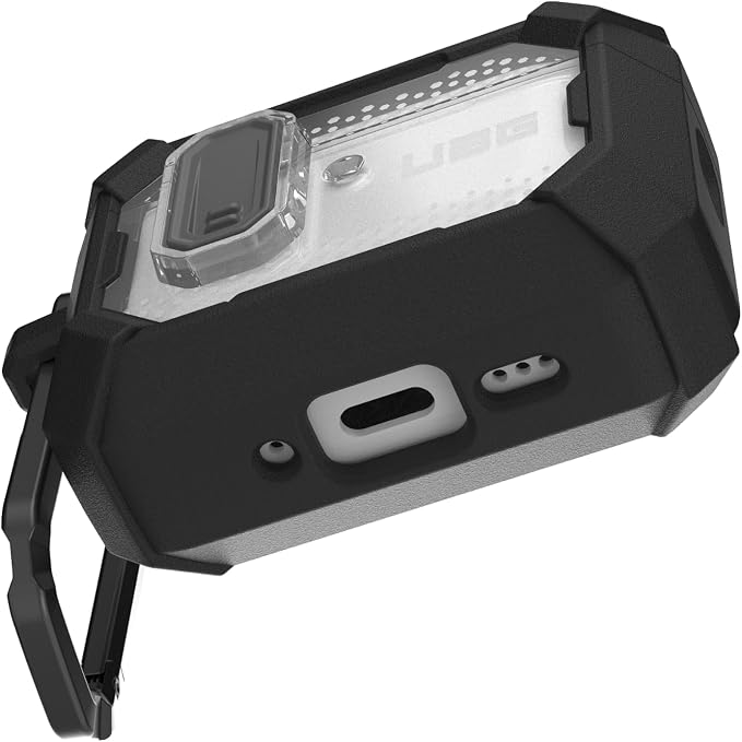 URBAN ARMOR GEAR UAG Designed for AirPods Pro 3rd Gen Case, Rugged Military Grade Drop Proof Protective Cover with Detachable Carabiner Clip & Secure Lip Closure, Plasma Black