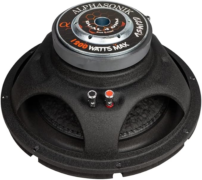 Alphasonik ASW12D AS Series 12" 1200 Watts Max / 400 Watts RMS Dual 4 Ohm Car Subwoofer Stamped Steel Basket with Stronium Magnet Non Pressed Paper Cone Audio Speaker Bass Sub Woofer