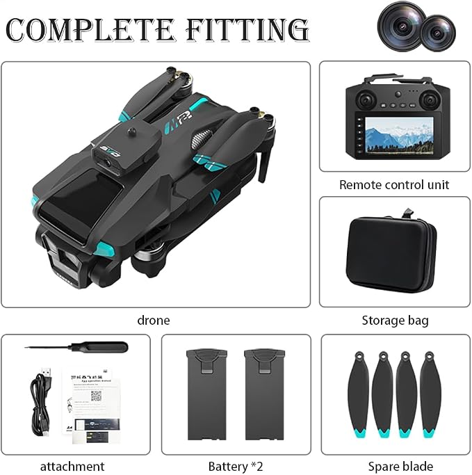 Drone For Adult,with 4.5" Screen,5G Remote Controller With Camera,6K HD Camera FPV Live Video,Altitude Hold Gesture Selfie One Key Take Off Landing 3D Flips Waypoint Fly Drone (2 Batteries)