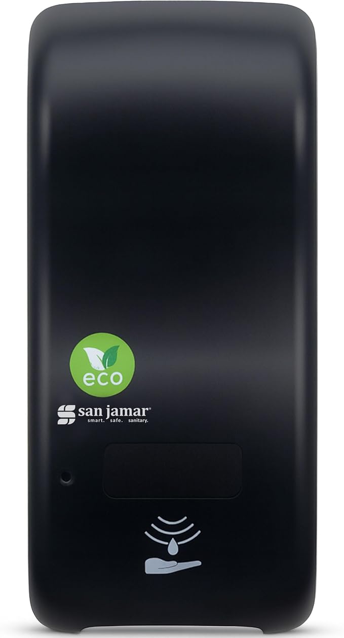 San Jamar ecoLogic Rely Recycled Plastic Hybrid Electronic Liquid Soap Dispenser, Liquid Lotion Dispenser, Wall Mounted Dispenser for Home and Business, 900 Ml, Black