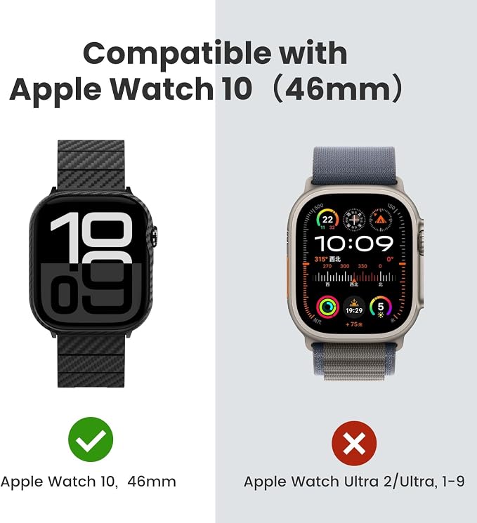 PITAKA Apple Watch Series 11/10 Case, Exquisite Minimalist Slim Apple Watch Series 11/10 46mm Case, Aramid Fiber Woven, Black/Grey (Twill)