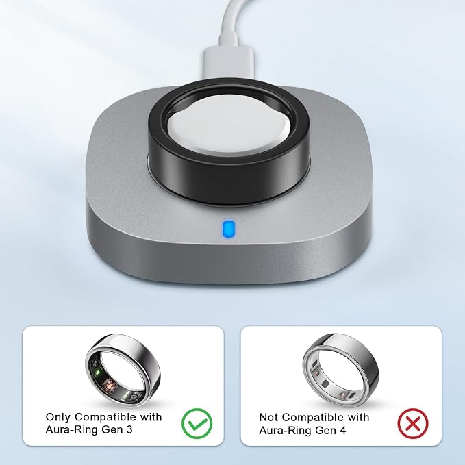 ZOOROO Charger Compatible with Aura-Ring Gen 3 Size 7, Fast Charging Dock with USB-C Cable
