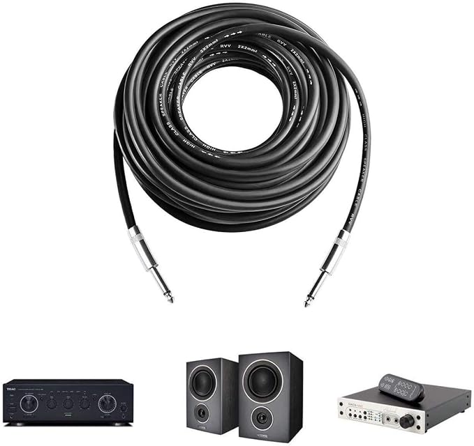 2Pcs 6 Feet Professional Speaker Cables, Pair 6 ft 12 Gauge 1/4 Inch Male Audio Amplifier Connection Heavy Duty Cord Wire