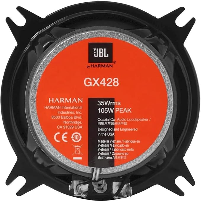 JBL GX428 105 Watts Max, GX Series 4" 2-Way Coaxial Car Audio Speakers