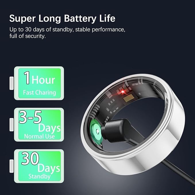 FKGZJF Smart Ring for Women Men, Fitness Ring with Heart Rate, Blood Oxygen, HRV, Stress, Sleep Tracker, Step Tracker, lP68 Waterproof Smart Ring for iPhone & Android, No Subscription Fee Silver, 11#