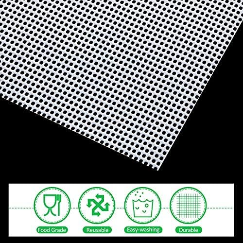 Blulu 8 Pieces Silicone Dehydrator Sheets Mesh Dehydrator Trays Non-stick Food Fruit Mats Reusable Steamer Mesh Mat for Fruit Food Dryer Square 14 x 14 Inch