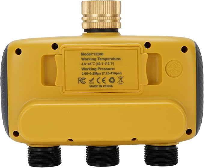 3 Outlet Programmable Hose Timer, Brass Inlet Rain Delay Watering Controller, for Yard Lawn, Real Time Start Countdown