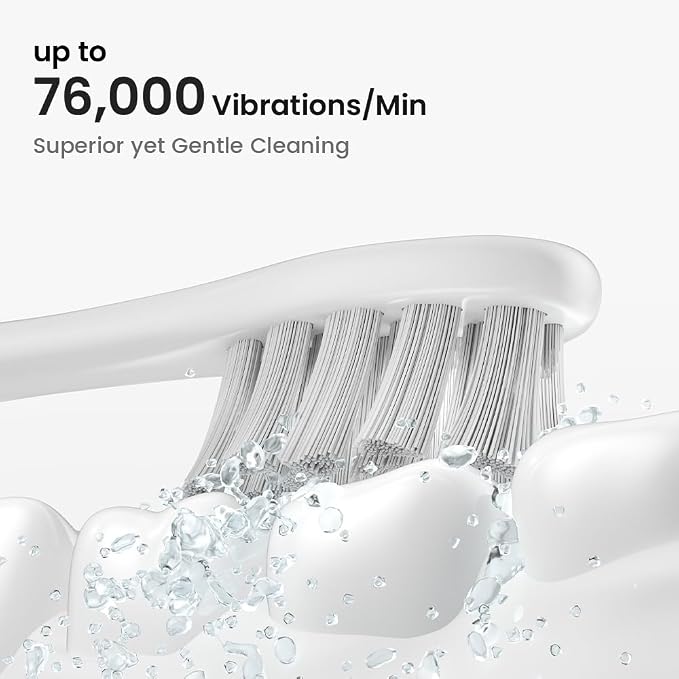 Oclean Electric Toothbrush for Adults, 150 Days Battery Life Electric Toothbrush, USB Rechargeable Sonic Travel Toothbrush with 6 Brush Heads & Travel Case, 5 Modes and Smart Timer