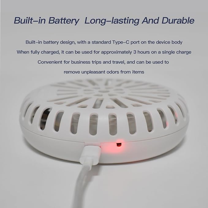 3W UV Deodorizer,Portable UV Light Cleaner,Smart Timer-Controlled Odor Elimination,360°Ultraviolet Bulb Design,for Refrigerators,Dish Cabinets,Storage Cabinets,Wardrobes,Shoe Cabinets,in Car,and More