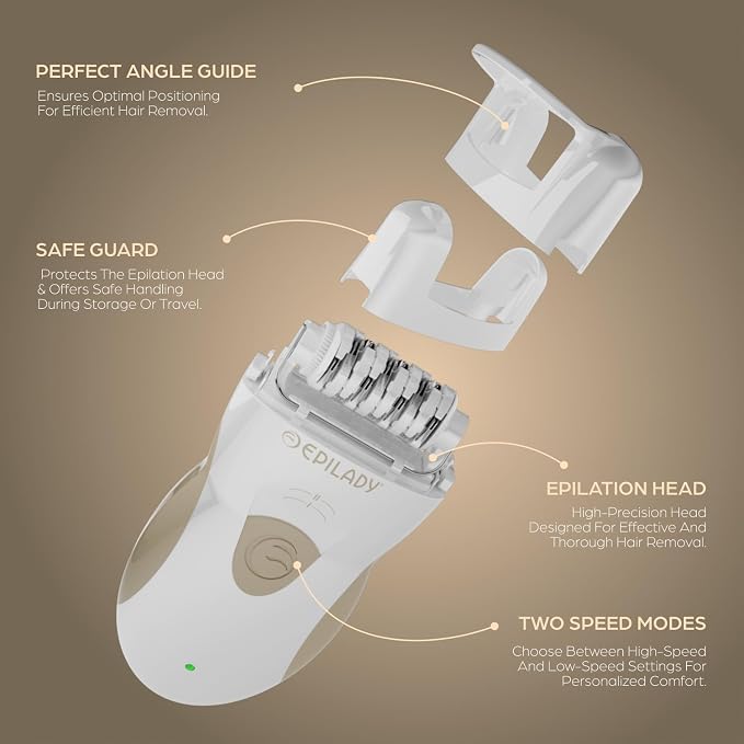 Epilady Legend 5 Rechargeable Cordless Epilator for Women, 56-Tweezer Dual Speed Full Body Hair Removal Device for Legs, Underarms, & Bikini, Long-Lasting Smooth Skin, Travel Case Included