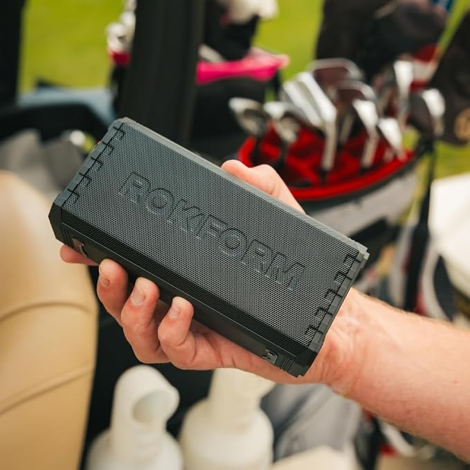 Rokform G-ROK Wireless Golf Speaker, Portable Magnetic, IPX7 Waterproof, Shockproof & Dustproof, Loud & Clear Sound, 24 Hour Battery, Rugged Outdoor Golf Cart Speaker (Black) ASIN