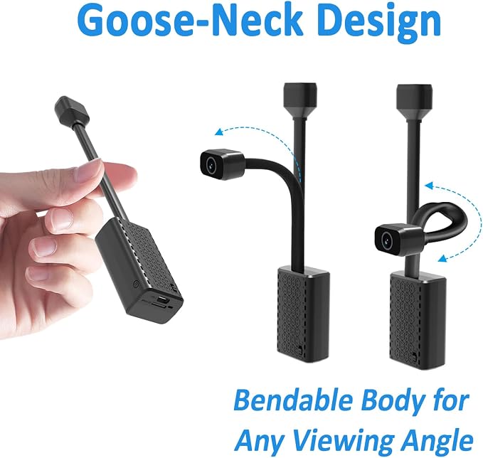 W-G2 Mini Goose-Neck Wireless Security Camera with Battery and Magnet | 2K HD Indoor Camera with Built-in Hotspot, Color Night Vision, Motion Detection, SD & Cloud Storage, Phone&PC Monitoring
