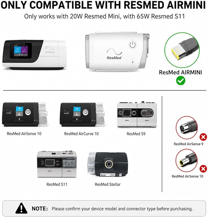 39231 DC Converter VOQIGTE 12V-24V DC Adapter for ResMed AirSense 11 AutoSet Elite CPAP Machines Air11 39205 E1399 DC/DC Converter Airsense 11 Supplies 24V 2.71A 65W Car Charger Power Supply Cord