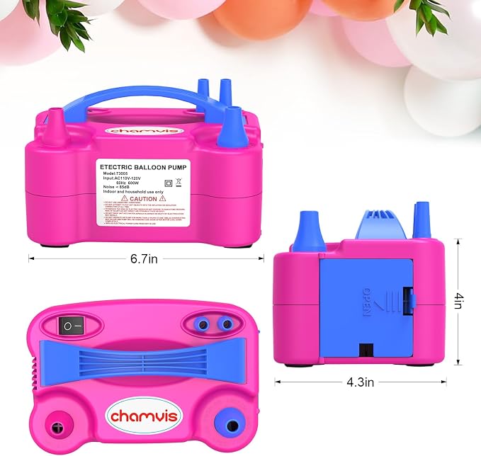 chamvis Balloon Pump Electric, Balloon Air Pump Inflate Pump for Balloons: Blower Machine for Fast and Easy Filling Balloons