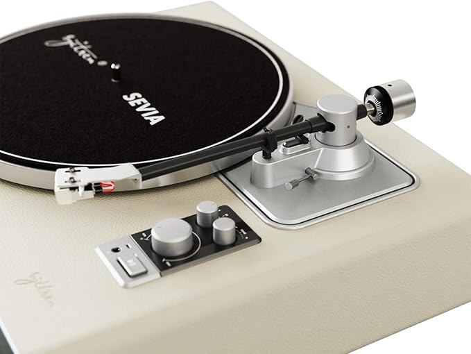 syitren SEVIA Record Player Vintage Turntable for Vinyl Records with Built-in Speakers Bluetooth Retro Phonograph