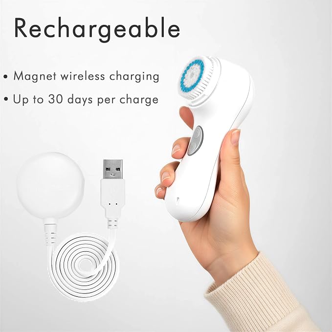 Microtree Electric Facial Cleansing Brush and Brush Head Replacement, Ultrasonic Vibrating Face Brush