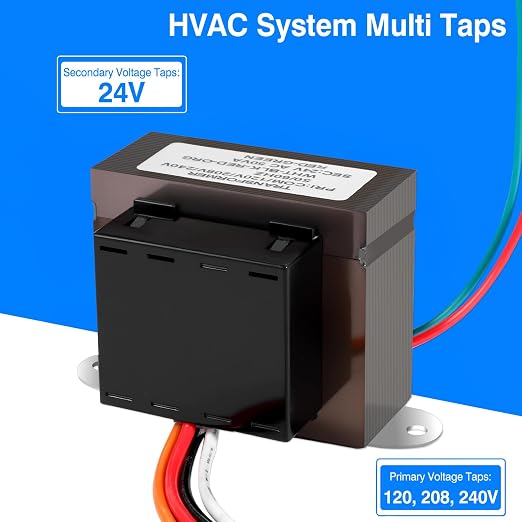 Control Transformer 24V 50VA, Multi-Tap 120/208/240V to 24VAC Industrial Power Transformer with Foot Mount for HVAC Furnace, Relays, and Gas Valves