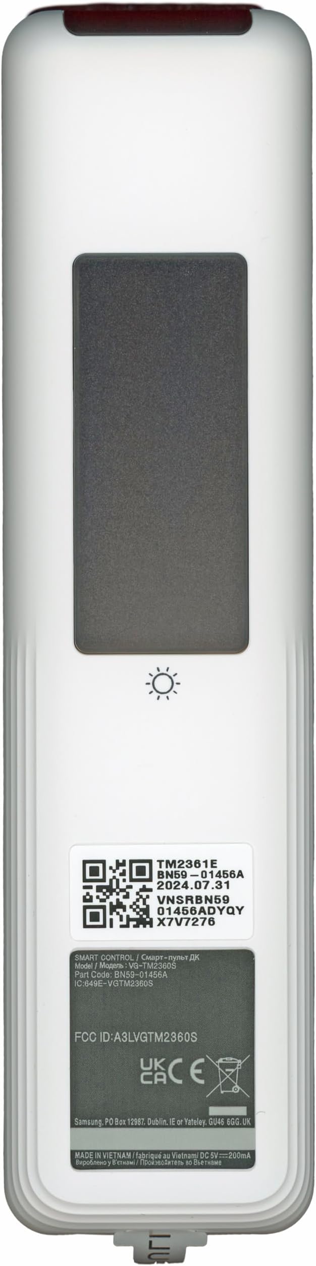 Dan's Originals OEM BN59-01456A / TM2361E 2024 White Solar TV Remote Control for Samsung TV, The Frame TV, with Plus, Netflix, Prime, Disney+ App Keys | BN5901456A
