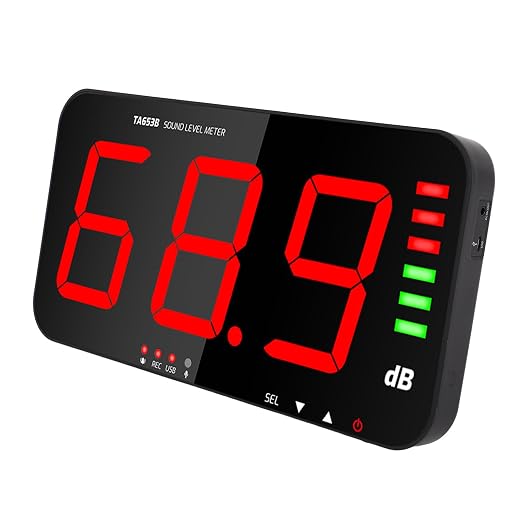 Decibel Meter Recorder Large Screen,Wall Mount Noise Sound Level Measuring Set,Data Hold, for Classroom Home Offices Factory