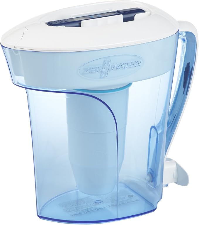 Silonn Ice Maker Countertop & ZeroWater 10-Cup Ready-Pour 5-Stage Water Filter Pitcher 0 TDS for Improved Tap Water Taste - IAPMO Certified to Reduce Lead, Chromium, and PFOA/PFOS