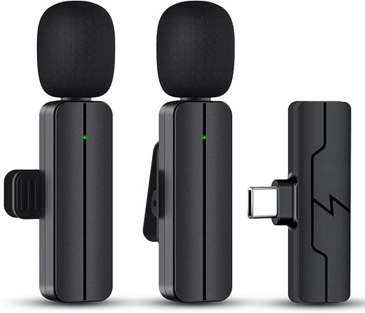 Wireless Lavalier Lapel Microphone for iPhone 15/Android/Computer - Bluetooth Mini Phone Mic for Video Recording, Clip-on USB C Microphones for YouTube Tiktok Podcast Vlog & Livestream