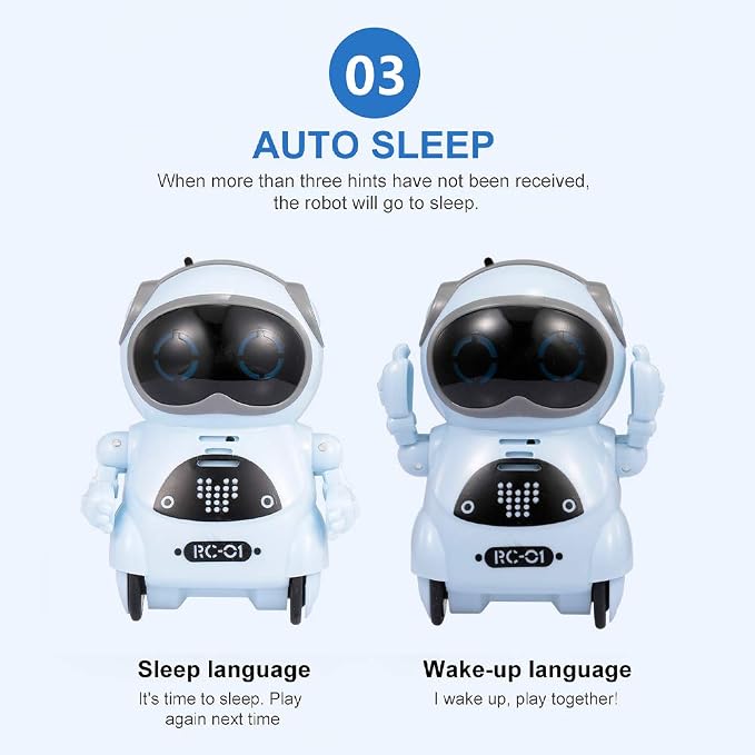 GoolRC Mini Pocket Robot, with Interactive Dialogue Conversation, Voice Recognition, Singing and Dancing, Electric Small Robot Gift (Blue)