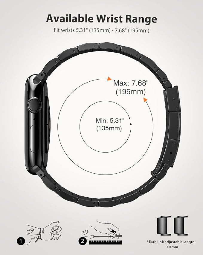 Upgraded Titanium Band Compatible with Apple Watch Band 42mm Apple Series 11 Band iWatch 11/10 42mm, 9/8/7 41mm, SE3/SE2/SE/6/5/4 40mm, 3/2/1 38mm, 20mm Wide Lightweight Metal Strap,Black