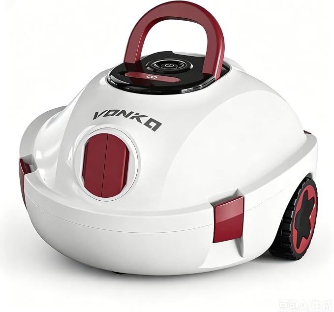 VONKO P10 Pool Vacuum for Above Ground Pool, Cordless Robotic Pool Cleaner and Above Ground Pool Vacuum, Automatic Pool Vacuum with 100-Min Runtime, Self-Parking,Cold White