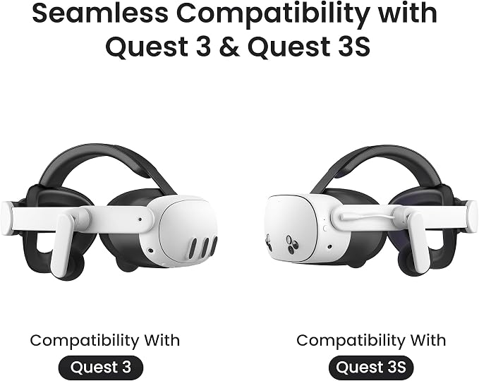 KIWI design Audio Head Strap with Battery for Meta/Oculus Quest 3/3S, K4 Duo DualFast Charging Headset, VR Accessories with Balanced Design for Enhanced Sound Effects & Playtime