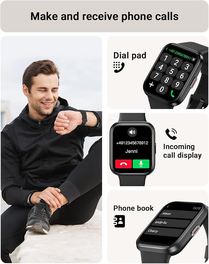 Tensky Smart Watch for Men/Women Android/iPhone/Samsung, Alexa Built-in, 1.8" Touch Screen Fitness Tracker with Answer/Make Calls, 3ATM Waterproof Heart Rate/Sleep/SpO2 Monitor, 120+ Sport Modes