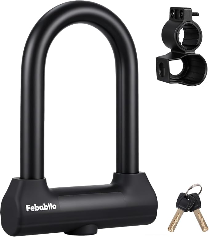 Bike Locks Heavy Duty Anti Theft,18mm Shackle High Security Bicycle U Lock with 2 Keys and Sturdy Mounting Bracket, Perfect for Electric Bike, Scooter, Motorcycle (Only U Lock, Medium)