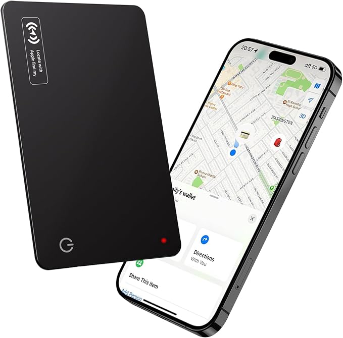 Wallet Tracker Card Work with Apple Find My, Ultra-Slim Rechargeable Tracking Card Credit Card Tracker for Wallet, Luggage, Passport (for iOS, 1 Pack)
