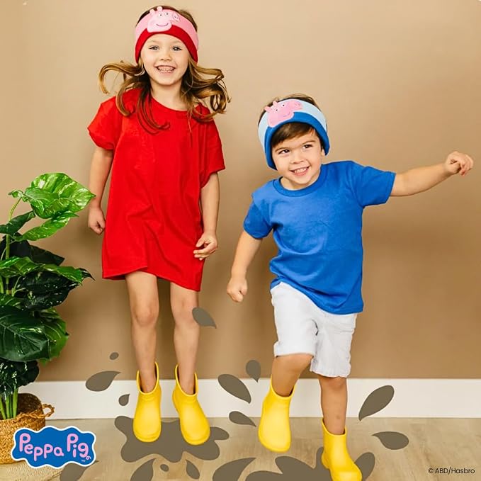 Peppa Pig Headphones - Kids Headband Headphones - Bluetooth Wireless Headband - Comfortable Headphones for Plane - Safe Volume Limit - Adjustable, Travel, School, and Sleep (George Pig)