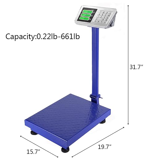 300KG/661lb Electronic Platform Scale,Stainless Steel High-Definition LCD Display, Digital Floor Scale, Price Computing Postal Shipping Scale for Packages,Business,Luggage,Warehouse,Home,US Plug