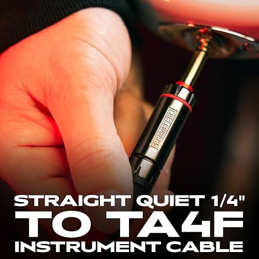 Cableworks by Gator Cases Headliner Series 3-Foot Straight 1/4" with Quiet Switch to TA4F Instrument Cable for Wireless Bodypack Transmitter, (GCWH-TA4F-3QT)