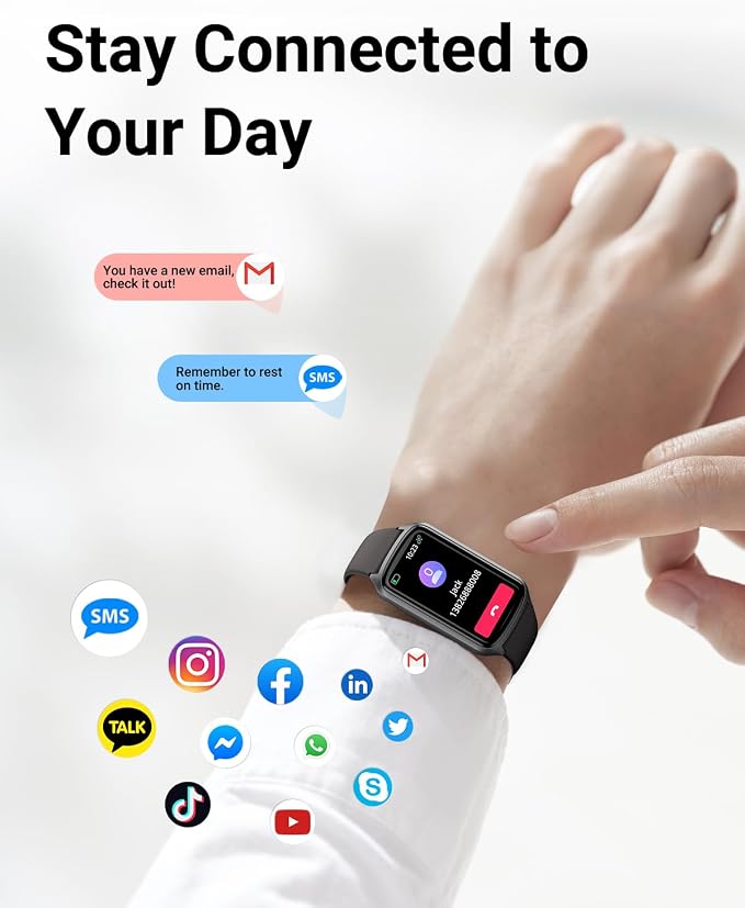 Amzhero Health Fitness Tracker with 24/7 Heart Rate, Blood Oxygen, Blood Pressure, Sleep Tracker, 5ATM Waterproof Activity Trackers with Step Tracker, Pedometer (S & L Bands Included)