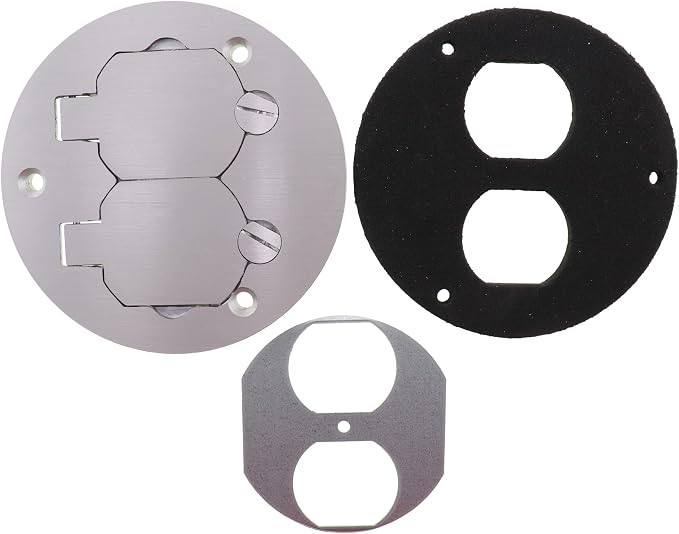 Legrand Wiremold Cable & Cord Management, Rachet-Pro™ Series Round Duplex Cover Plate for Carpet or Tile, Aluminum, 895TAL