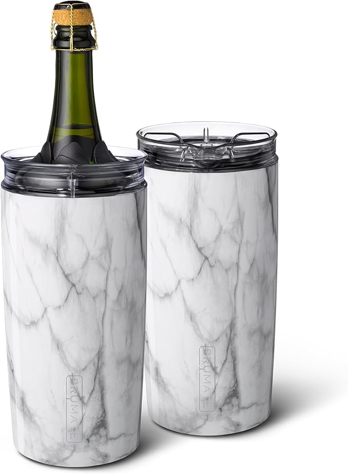 BrüMate Togosa 2-in-1 Wine Chiller Bucket & Pitcher | 100% Leakproof Locking Lid | Portable Chiller Fits Most Wine, Champagne, & Liquor Bottles | Perfect Wine Gift | 49oz (Carrara)