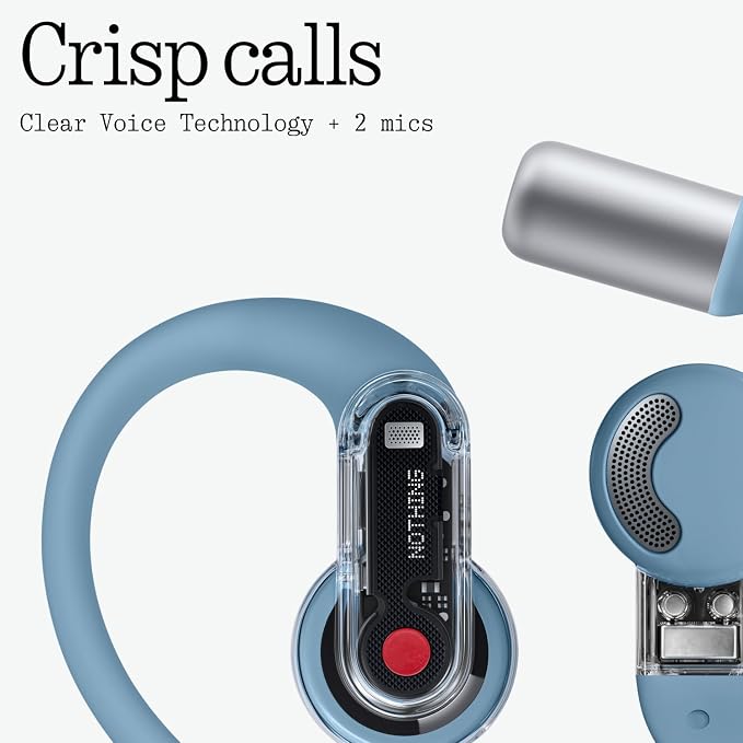 Nothing Ear (Open) Open Ear Headphones, Ultra-Light with Adjustable Earhooks, Multipoint Connection Bluetooth Earbuds, Clear Voice Technology for AI Calls, IP54, Fast Charging, ChatGPT Supported