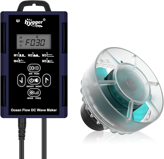 hygger Mini Wave Maker For Aquarium, Ultra-quiet Transparent Wavemaker With Controller, Adjustable Flow Magnetic DC 24V 1200GPH Powerhead, Circulation Pump For 50-100Gallon Freshwater Coral Reef Tank